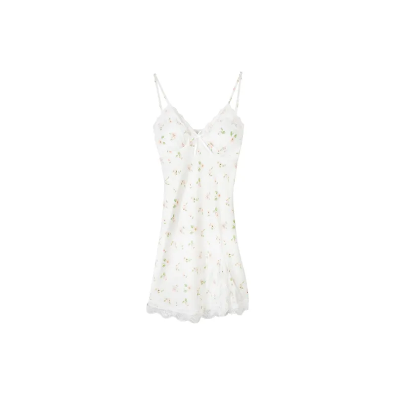 Flowers In Water Nightgown Women's White-0