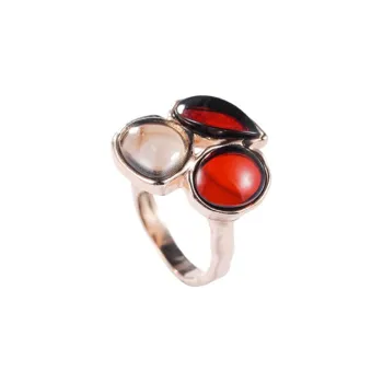 S&A S925 Silver With Gemstones Amber Rings Women's