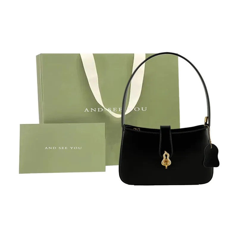 ANDSEEYOU Cow Leather Shoulder Bag, Handbag Women's Black/Coffee-1