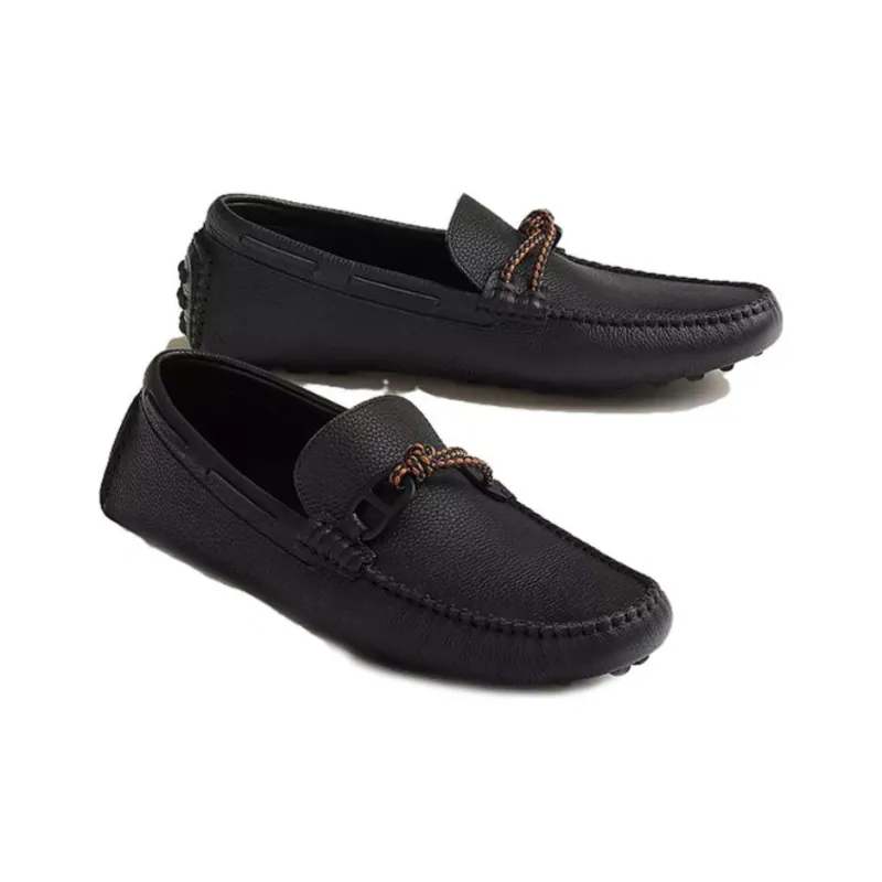 HERMES Alessandro Loafers Men's Black-3