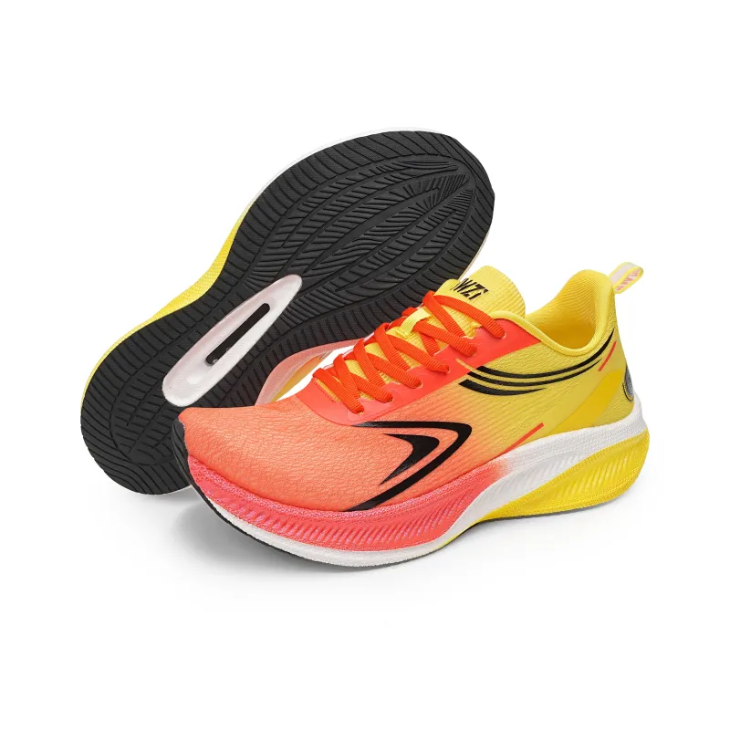 IWZI Low-Top Running Shoes Unisex Fluorescent Orange Yellow-4