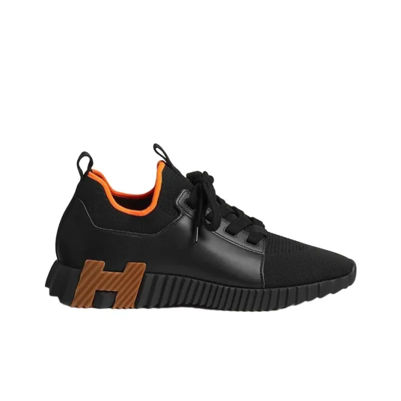 HERMES Depart Low Top Casual Shoes Men's Black Brown-1
