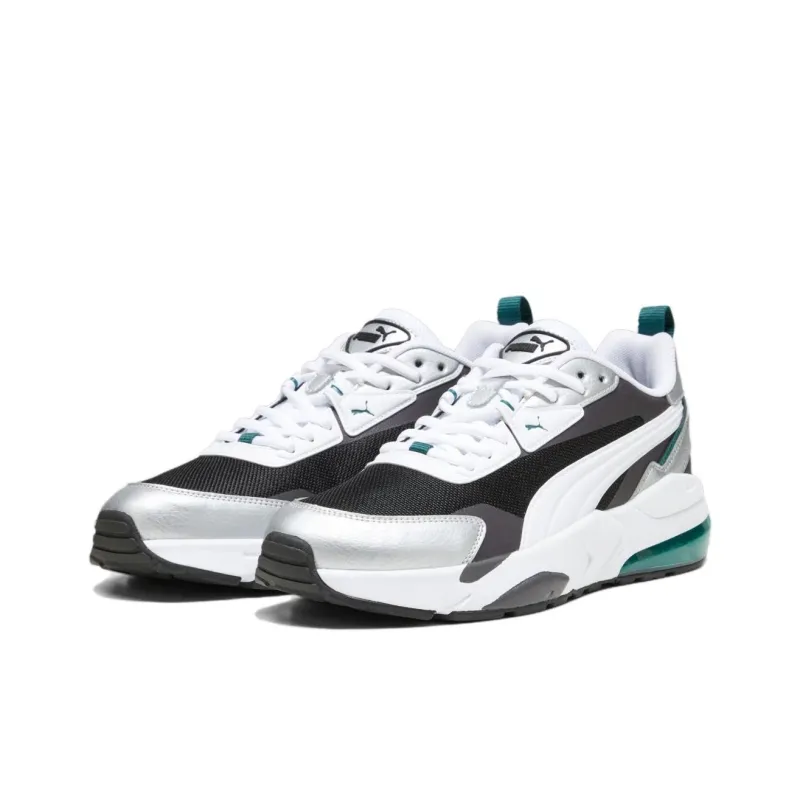 PUMA Vis2k Anti Slip And Wear Resistant Breathable Low Top Casual Shoes Unisex Black White Silver-2