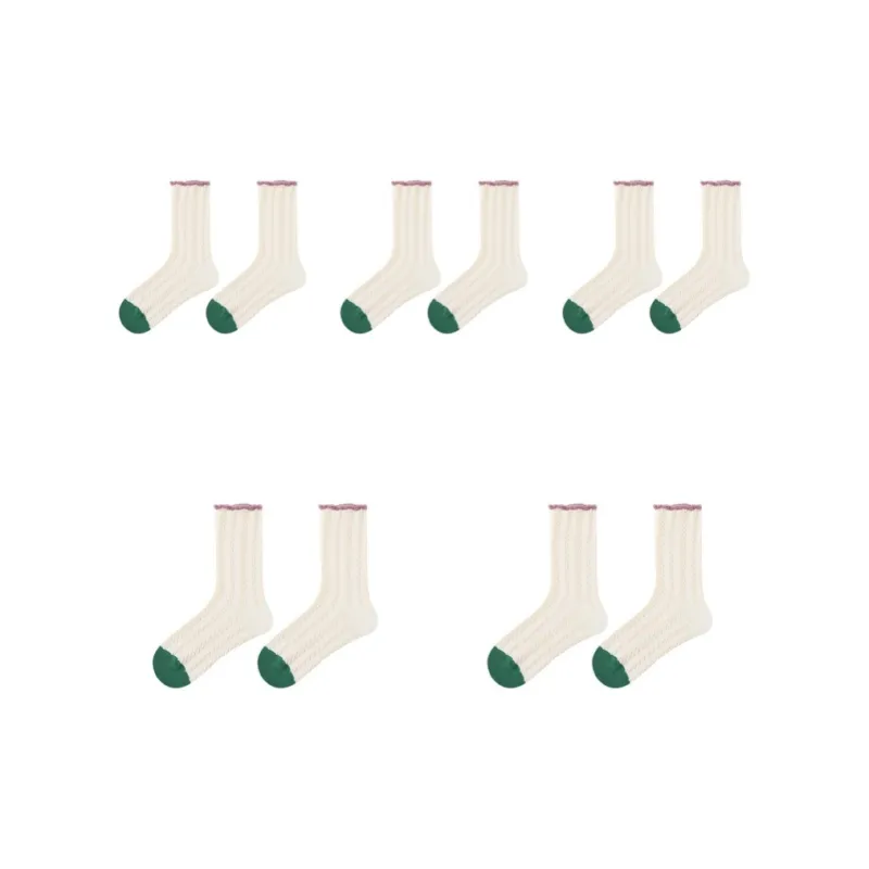 Vine Color Mid Calf Socks Women's 5 Pack-11