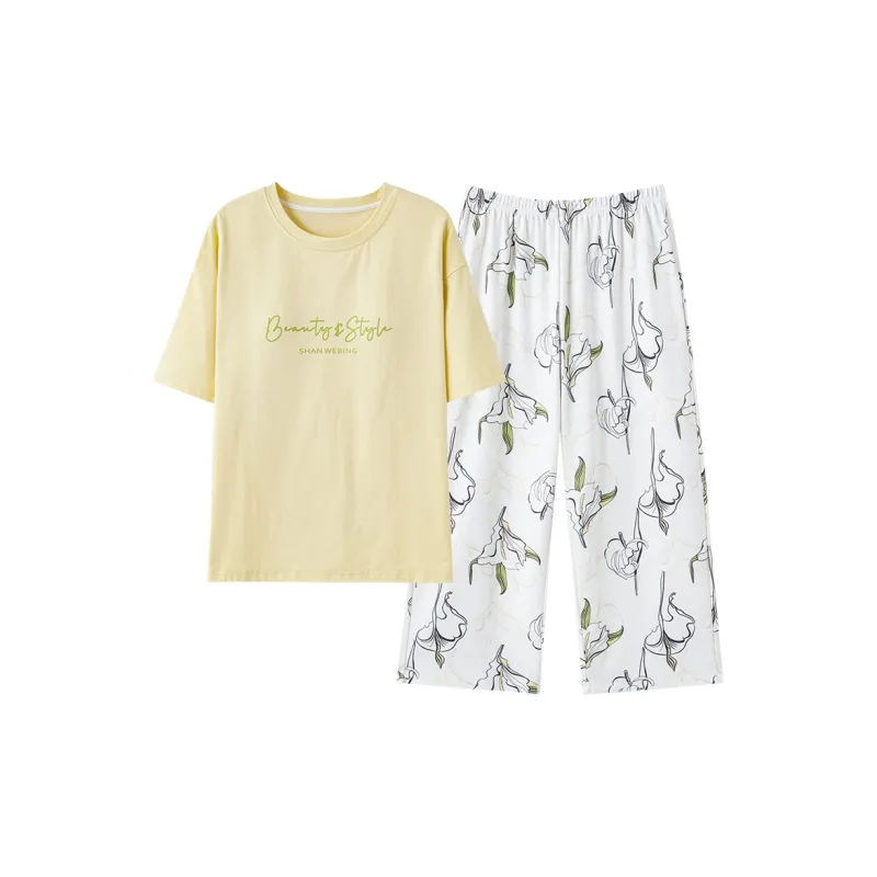 CAIHENGTONG Pajama Set Women's Yellow-0
