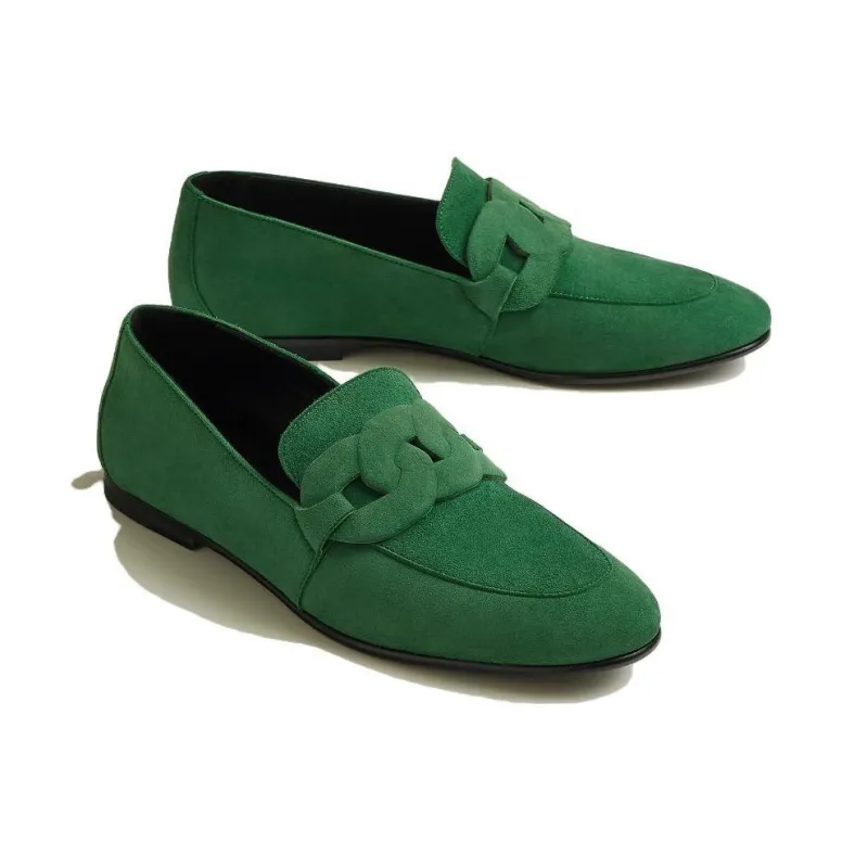 HERMES Honest Loafers Women's Green-3