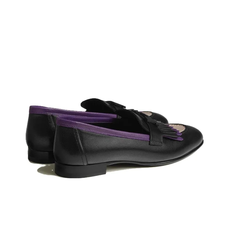 HERMES Royal Loafers Women's Black Purple-4