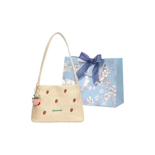 REDOO Straw Woven Shoulder Bag Women's Beige/Khaki