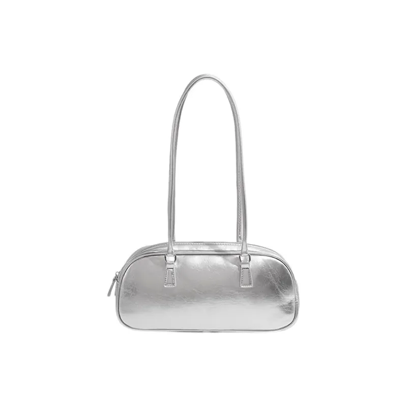 Carksky PU Shoulder Bag Women's Silver/White/Black-0