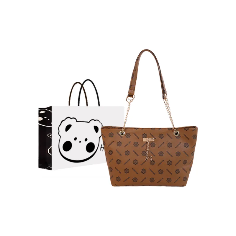 NX DOUGHNUT PU Shoulder Bag Regular Women's White/Dark Brown/Yellow Brown-9
