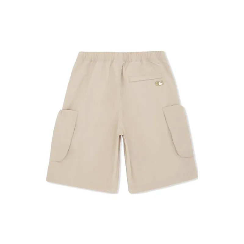 MLB New York Yankees Casual Shorts Unisex Linen Beige Yellow-1