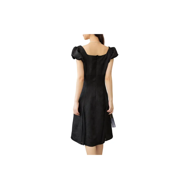 CLUB NEWS Short Sleeved Dress Women's Black-0