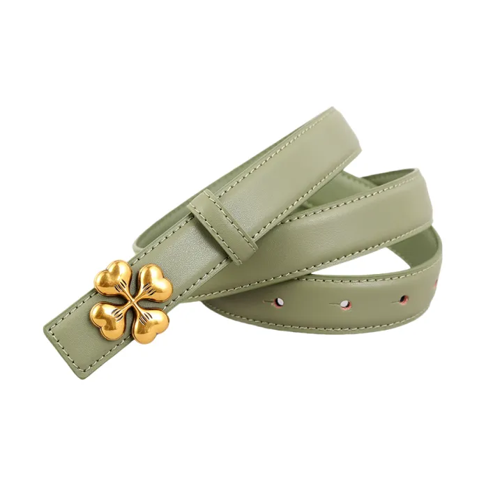 Emperor Penguin Genuine Leather Belt With Floral Design Dressy Decoration For Dress Pants Leather Belts Women's 2.5cm-8