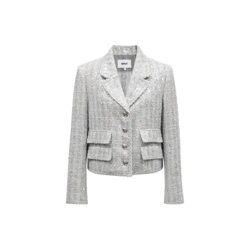 ONLY Cropped Coats Women's H0Z Snowy Tweed Light Gray