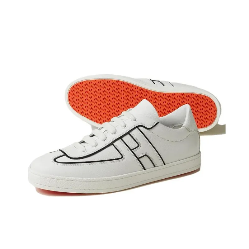 HERMES Boomerang Low Top Skateboard Shoes Men's White-4