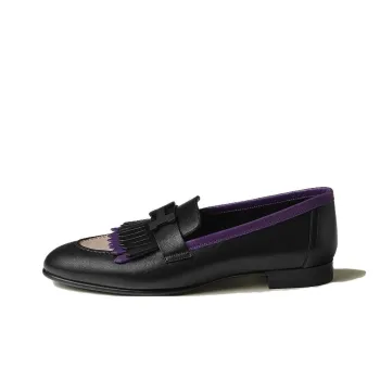 HERMES Royal Loafers Women's Black Purple