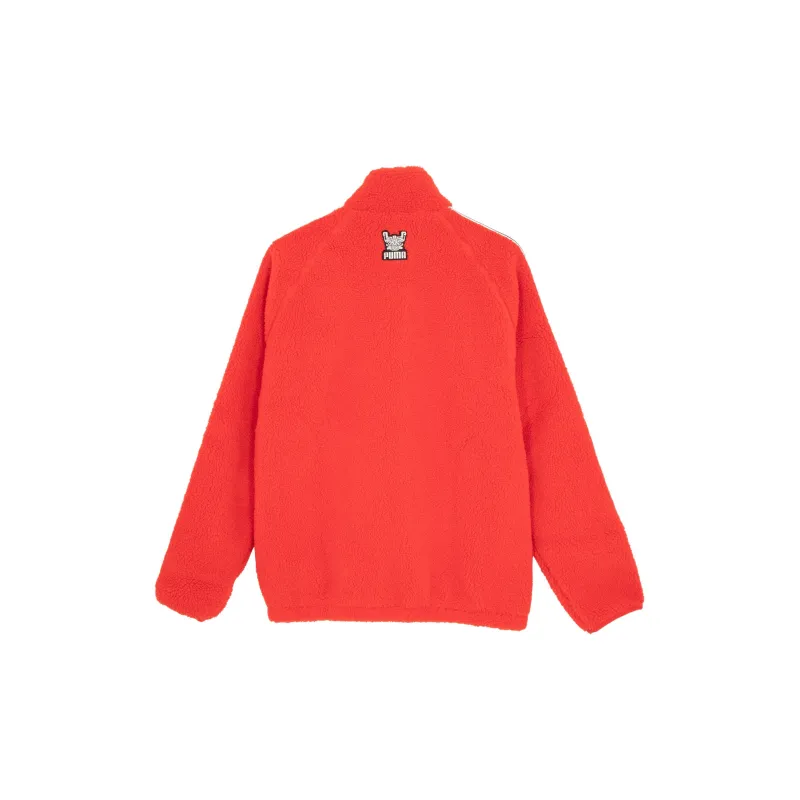 PUMA BZ GRAPHICS SHERPA JACKET Velvet feel Coat Unisex Red-1