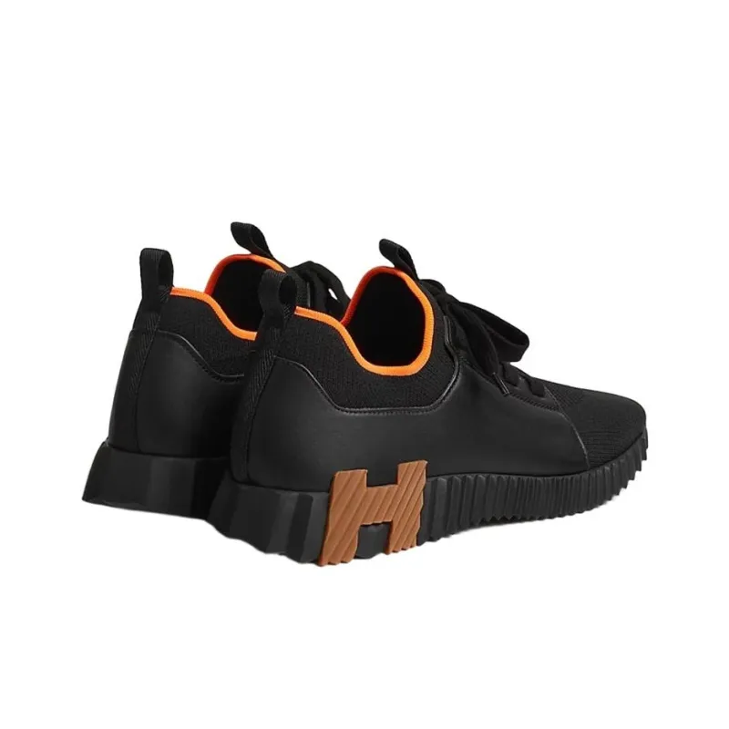 HERMES Depart Low Top Casual Shoes Men's Black Brown-3