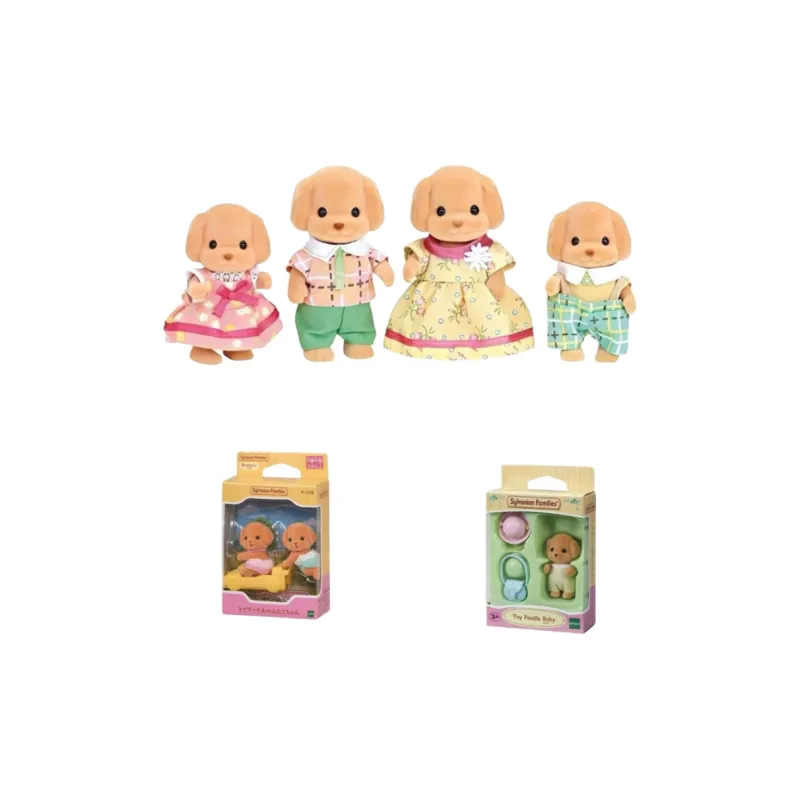 Sylvanian Families Poodle Family Dolls Plush Doll Small Size Tall-2