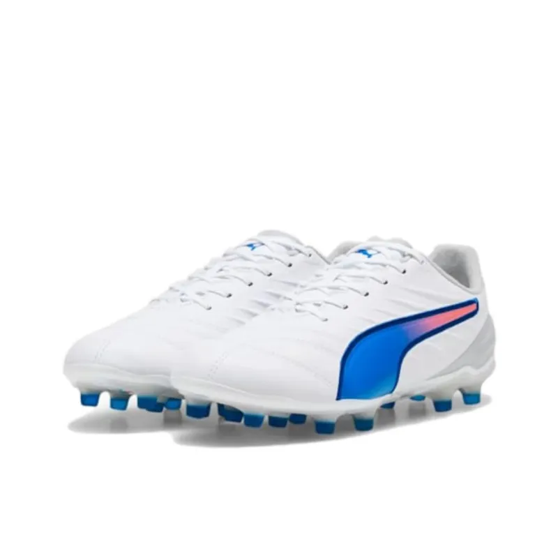 PUMA King Pro Wear-Resistant Slip-Resistant Soccer Shoes Women's White Blue-2