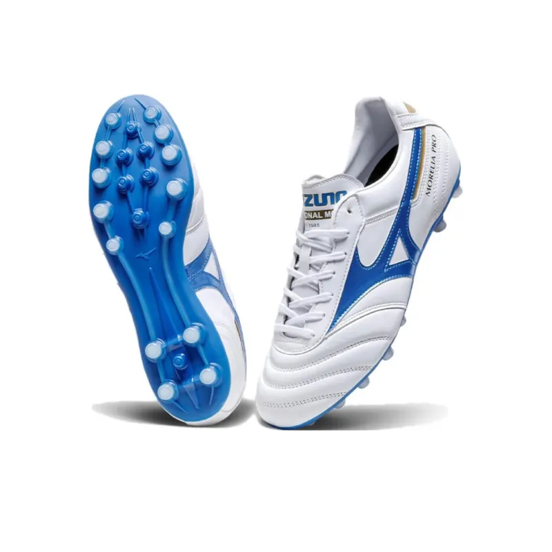 Mizuno MORELIA 2 AG Rubber Short Studs Artificial Ground Wear-Resistant Soccer Shoes Men's White Blue-3