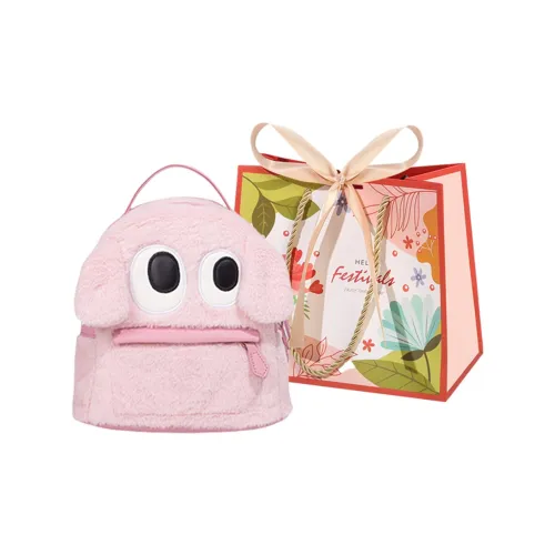 Cwatcun Plush Backpack Regular Women's Pink/White