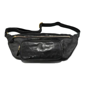DOSRFINI Cow Leather One Shoulder Crossbody Sling Bags Regular Men's Black/Sunset Yellow