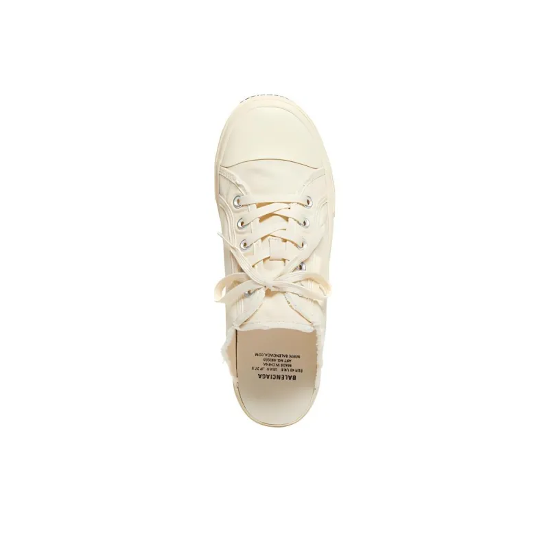 Balenciaga Paris Mules 'White Destroyed Cotton And White Rubber'-3