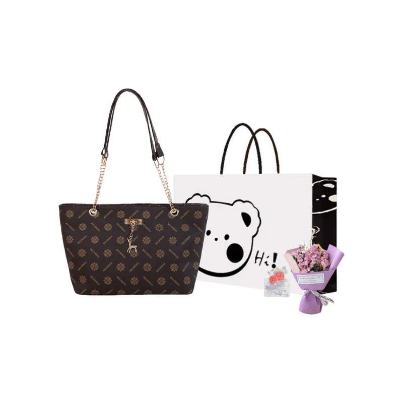 NX DOUGHNUT PU Shoulder Bag Regular Women's White/Dark Brown/Yellow Brown-18