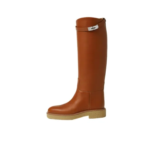 HERMES Honey Knee-high Boots Women's Brown