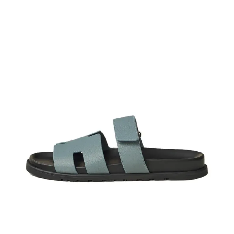 HERMES Chypre Rubber Sole Slip Resistant Slide Slippers Men's Blue-0