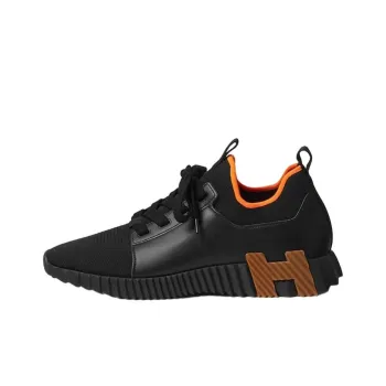 HERMES Depart Low Top Casual Shoes Men's Black Brown