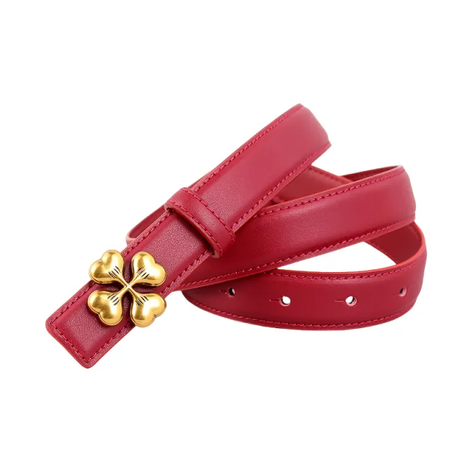 Emperor Penguin Genuine Leather Belt With Floral Design Dressy Decoration For Dress Pants Leather Belts Women's 2.5cm-6