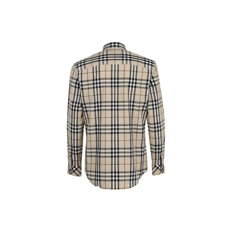 Burberry Check Stretch Poplin Long Sleeve Shirt-1