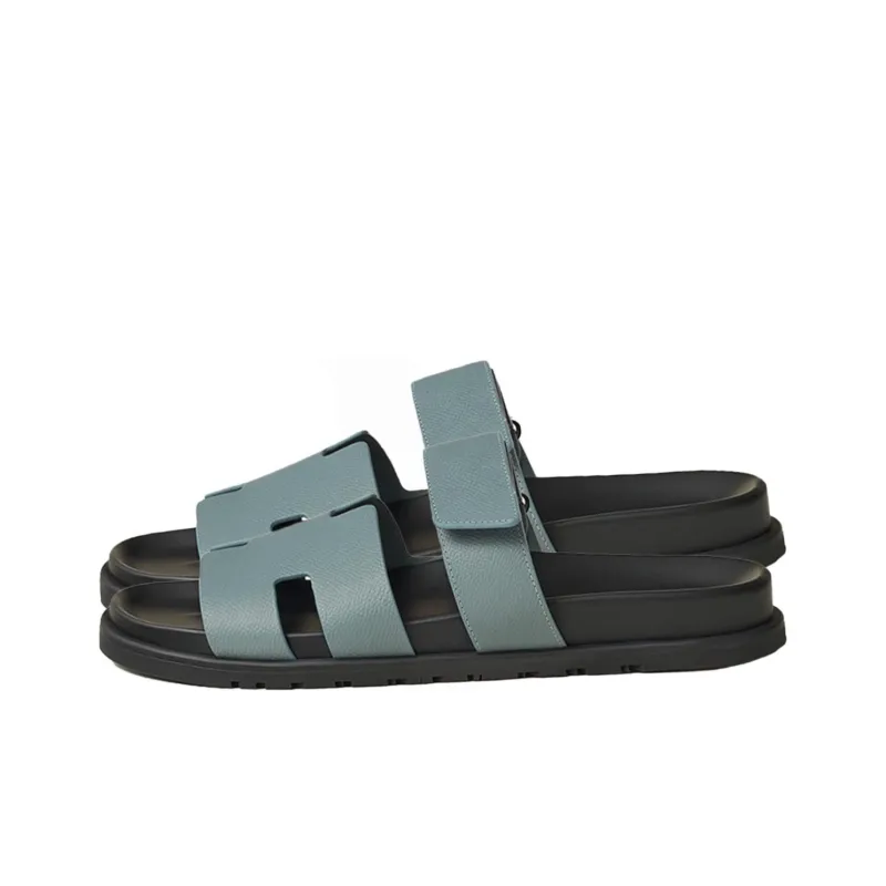HERMES Chypre Rubber Sole Slip Resistant Slide Slippers Men's Blue-2