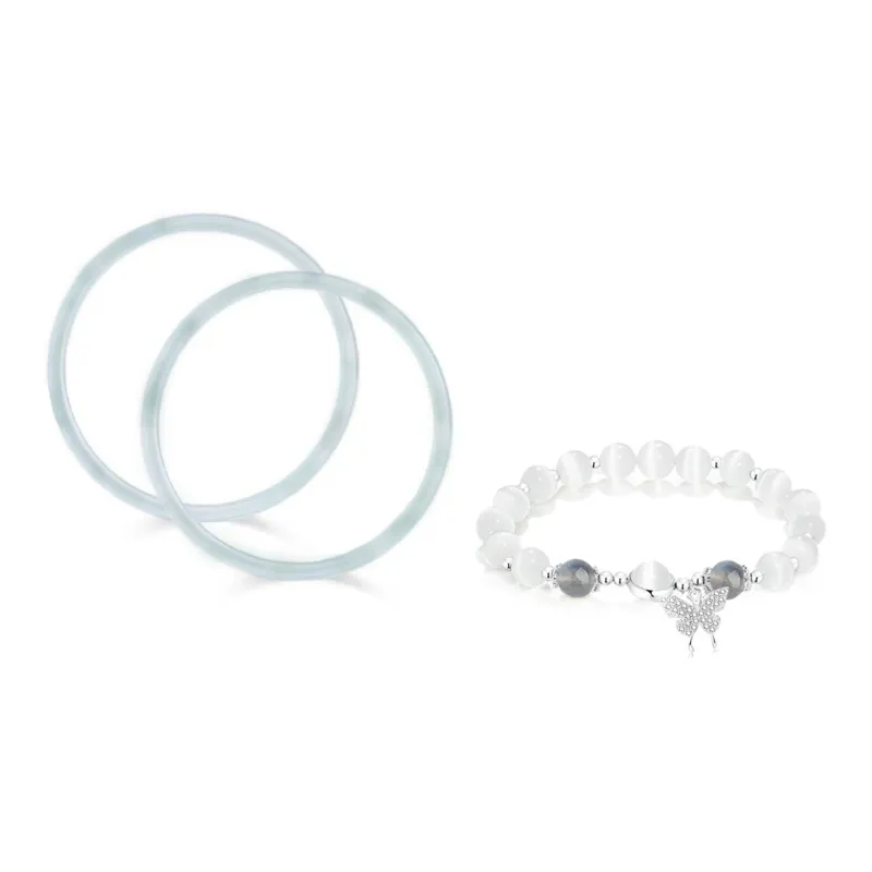 GIFU Colored Glaze Butterfly Bangle Set Women's-3