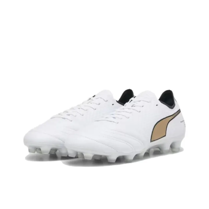 PUMA King Mirai Anti Slip Wear Resistant Soccer Shoes Men's White-2