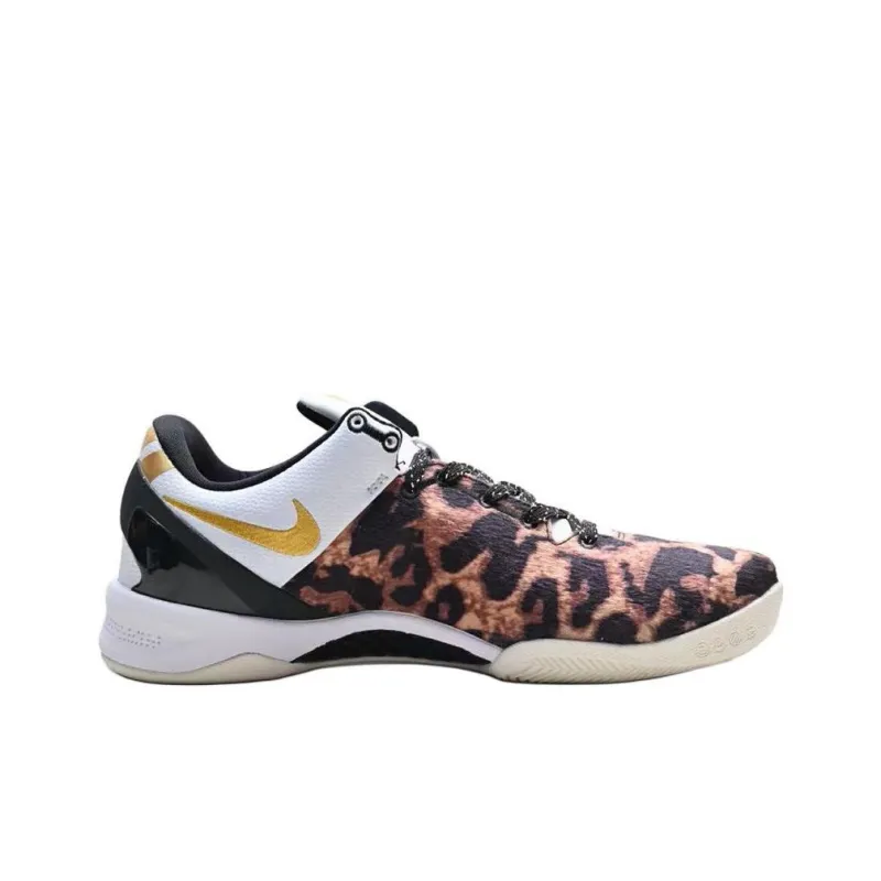 Nike Kobe 8 Protro Leopard PE Cushioned Slip-Resistant Rebound Low-Top Basketball Shoes Men's Brown Black Yellow-1