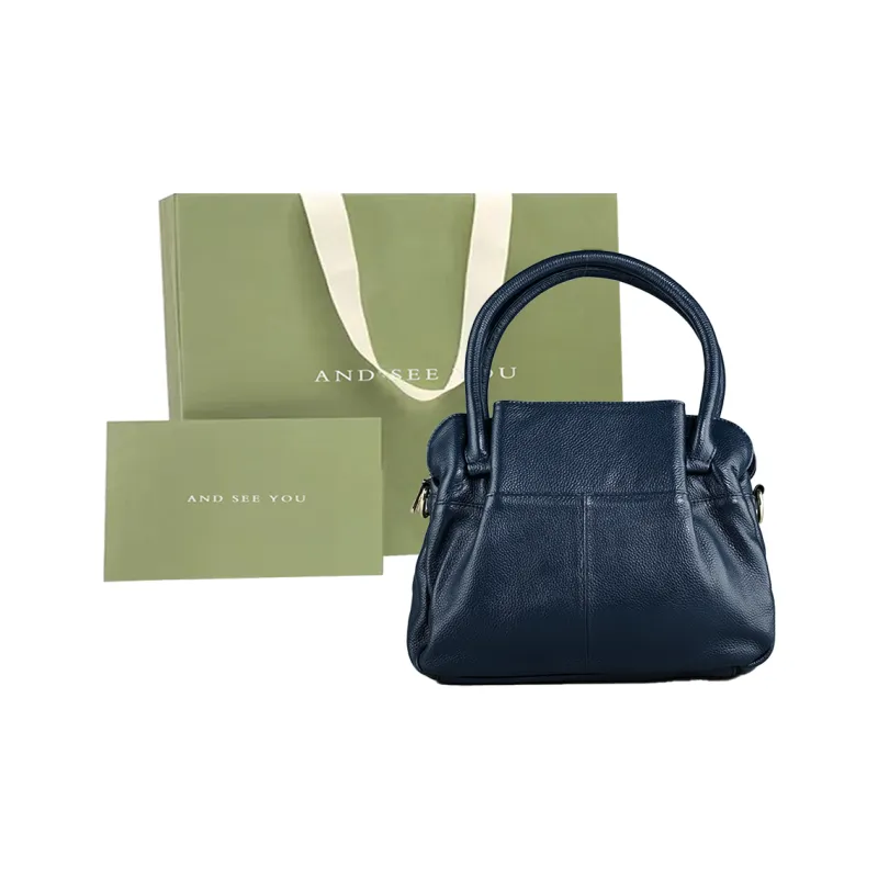 ANDSEEYOU Cow Leather Shoulder Bags Handbags Medium Size Women's Black/Royal Blue/Apricot-3