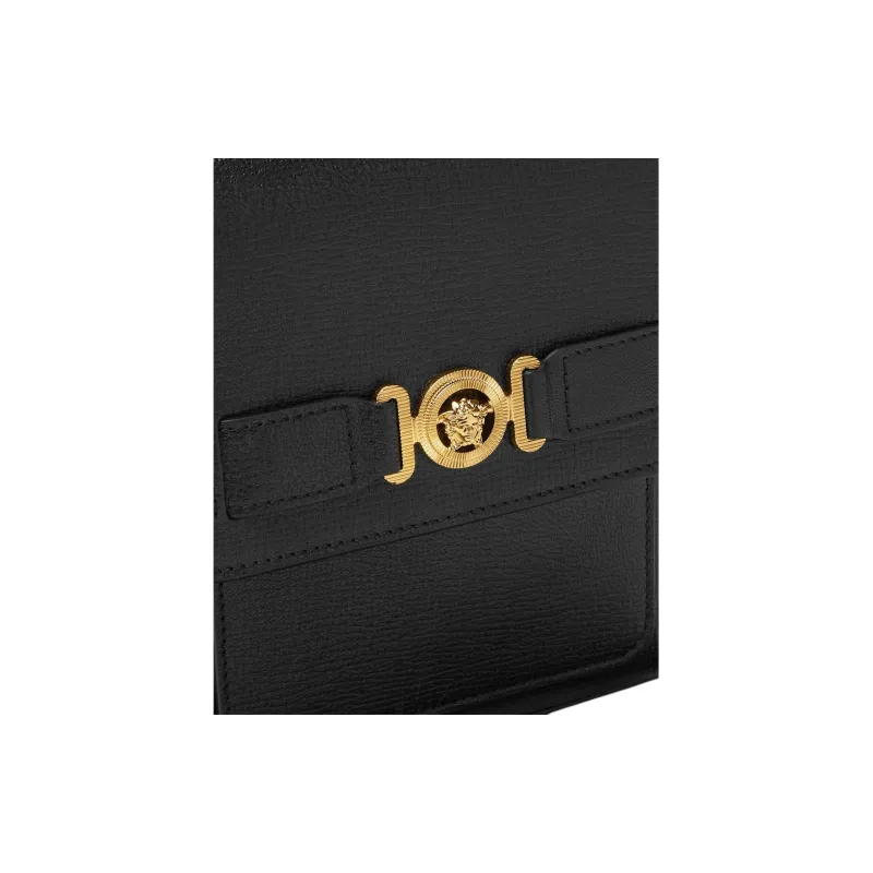 VERSACE MEDUSA BIGGIE Series Goatskin Shoulder Bag Crossbody Bag Men's Black & Gold-4