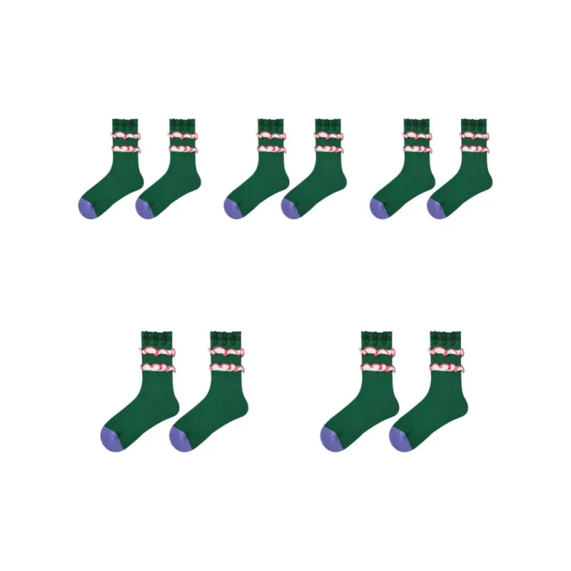 Vine Color Mid Calf Socks Women's 5 Pack-17