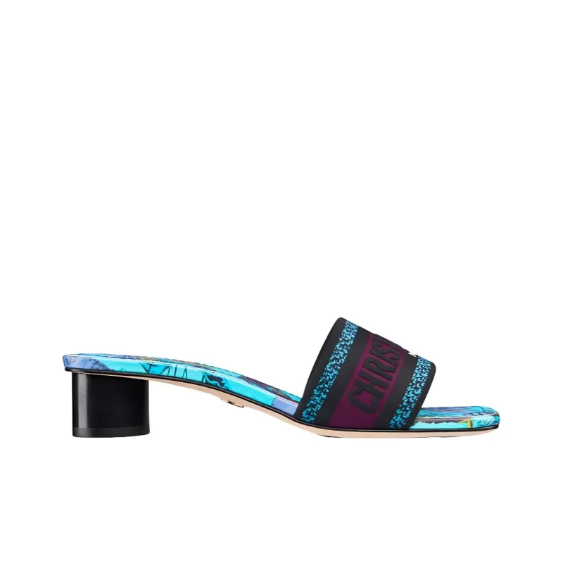 DIOR Rubber Sole Odor-Resistant Slide Slippers Women's Black Blue-1
