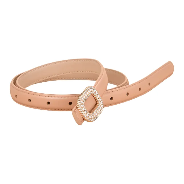 Emperor Penguin Inlay Pearl Rhinestone Round Buckle Decoration With Smooth Buckle Belt Leather Belts Women's 1.8cm-10