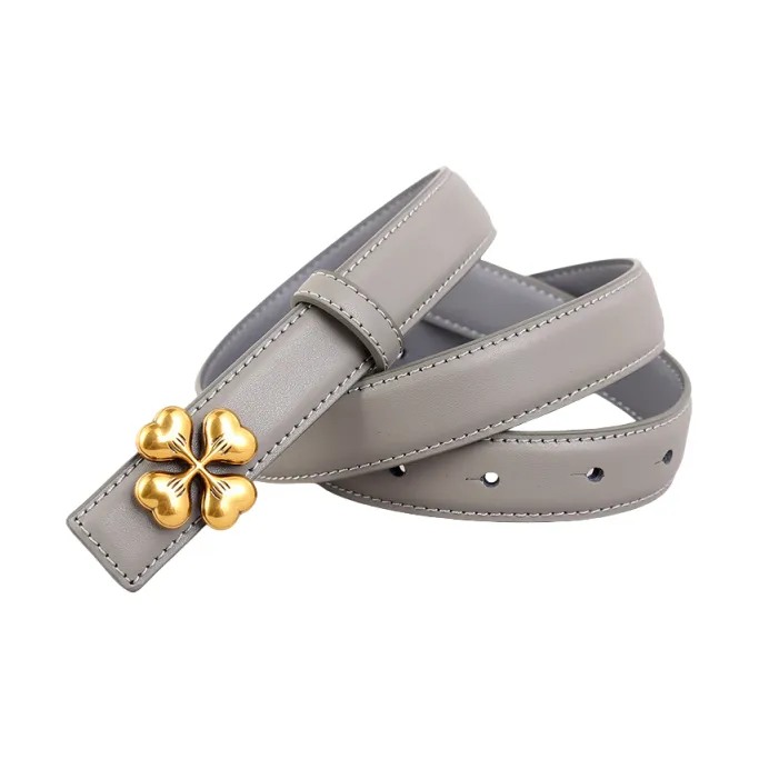 Emperor Penguin Genuine Leather Belt With Floral Design Dressy Decoration For Dress Pants Leather Belts Women's 2.5cm-2