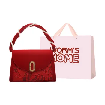 Worm's Home Velour Handbag Women's Red
