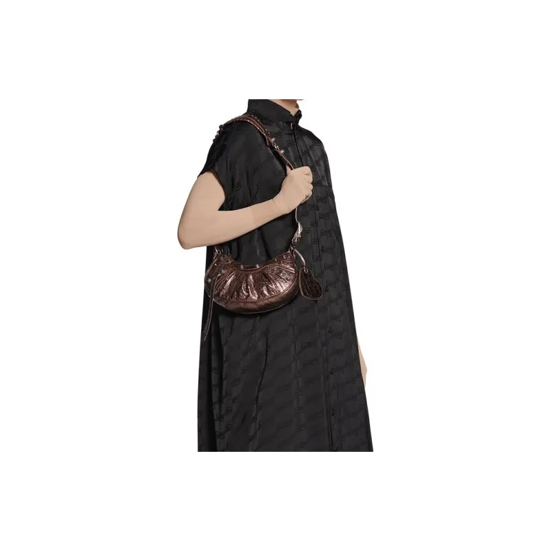 Balenciaga Women's Le Cagole XS Lambskin Shoulder Bag Brown-5