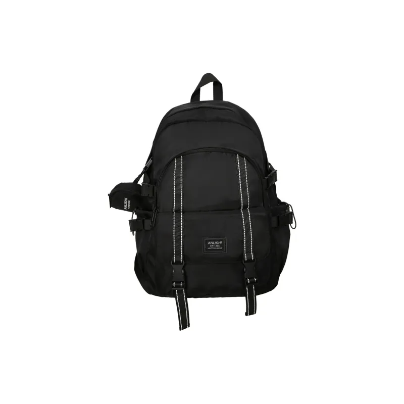 Kaka Tree Nylon Backpack Unisex Black & White/Pure Black/Gray-1
