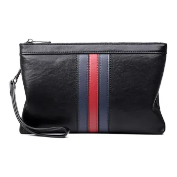 Old Man's Head Cow Leather Envelope Bag Clutches Regular Men's Black