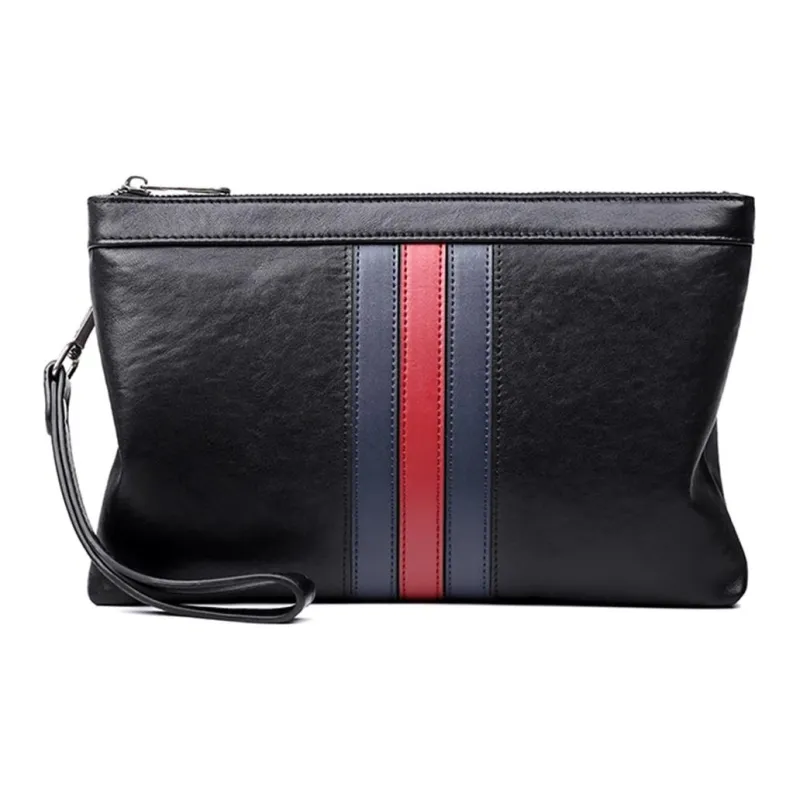 Old Man's Head Cow Leather Envelope Bag Clutches Regular Men's Black-0