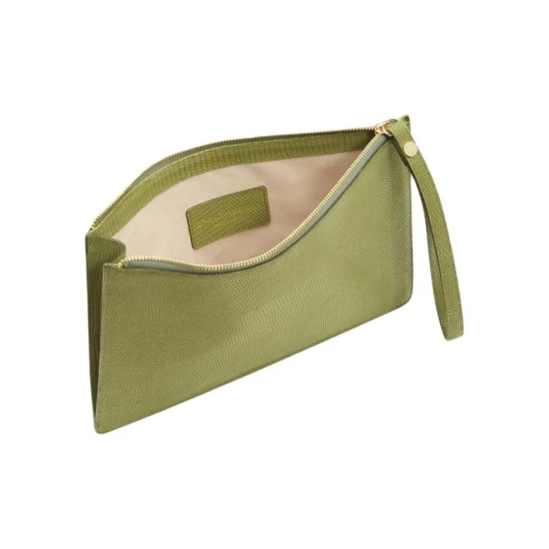 Strathberry Lizard Embossed Leather One Shoulder Crossbody Clutches Women's Olive Green-3